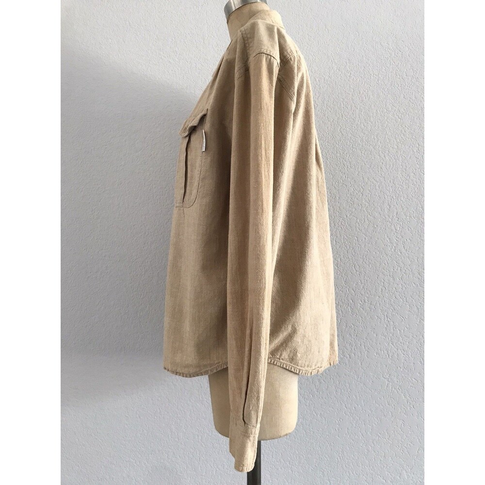 Vintage Pierre Cardin Tan Neutral Cotton Long Sleeve Safari Shirt Women's Size M - Picture 3 of 7